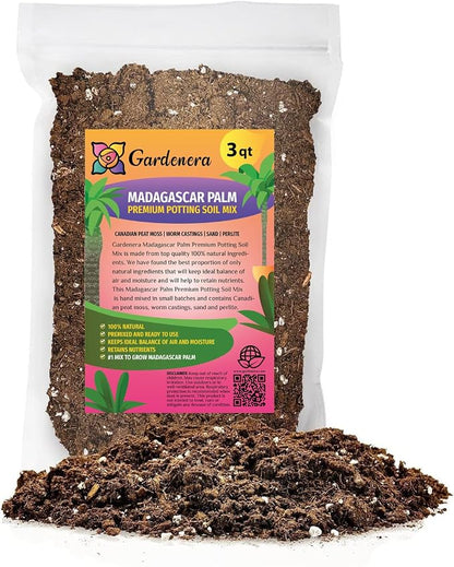GARDENERA Madagascar Palm Potting Soil - Enhance Growth and Health with Professional Grade Nutrient-Rich Mix - 3 Quart