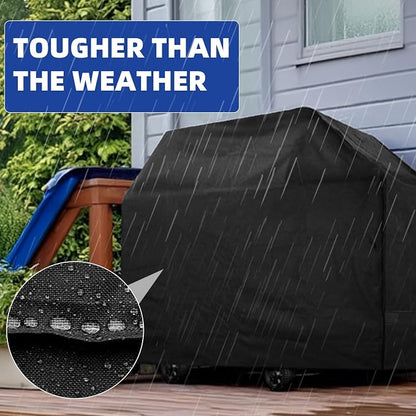 Perfect Grill Cover for Outdoor Grills Waterproof Rip-Proof Weather Resistant for Reliable Protection Griddle Cover Easy to Clean Adjustable Hem Drawstring Fade Resistant (Black, 55)