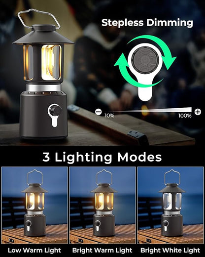 Camping Lantern Rechargeable, Telescopic Camping Light, Waterproof Retro Emergency Lights, Electric Lanterns for Power Outages, Vintage Hurricane Lamp for Tent Outdoor Patio RV Fishing