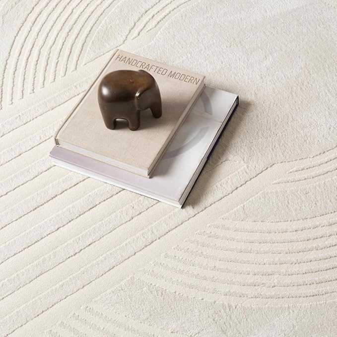 Revival Rugs Maru 5'x5' Machine Washable Area Rug for Dining Room Living Room Entryway Foyer- 100% Recycled Oeko-TEX Certified, Medium Pile, Beige