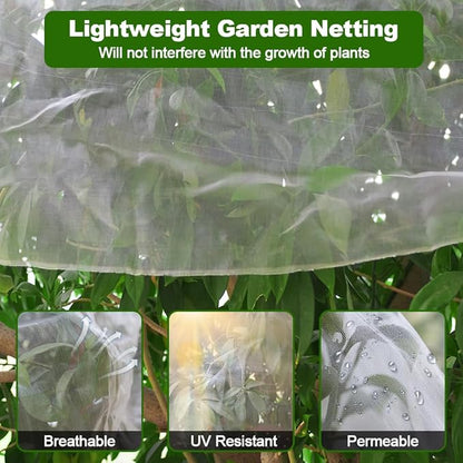Garden Netting, 10x15Ft Plant Covers Ultra Fine Mesh Netting Pest Barrier Protection Bird Mosquito Net Plants Cover for Vegetables Fruits Flowers Crops Garden