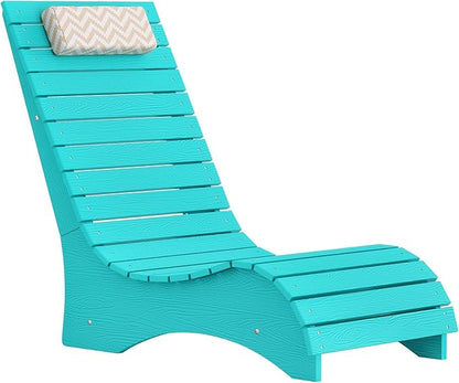LUE BONA HDPS Pool Chair, Fade-Resistant Use in Pools Up to 10-Inches Deep Pools Lounge Chair for Sun Shelf, Chaise Lounger with Headrest for Outside Pool Deck