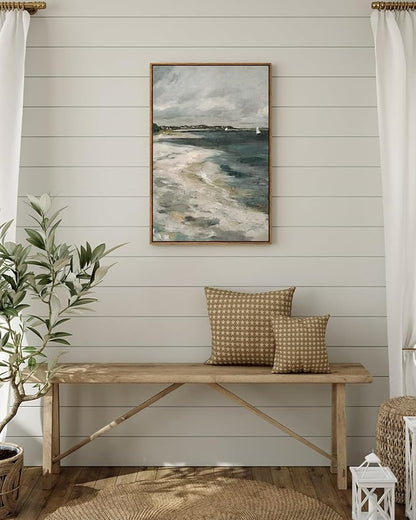 InSimSea Framed Canvas Prints Art Vintage Decor, Storm Clouds Vintage Coastal Wall Decor, Large Prints, Traditional Scenic Pictures for Bathroom Bedroom Farmhouse Office Decoration, 20"x30"