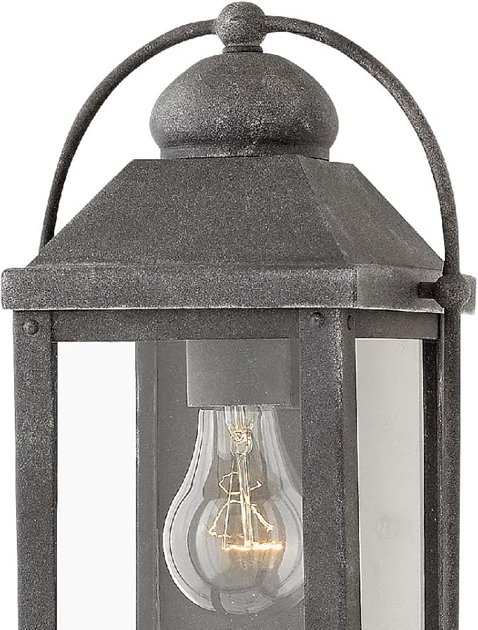 Hinkley Anchorage Small Single Light Wall Mount Lantern - Estate & Heritage Series, Aluminum, Clear Glass - Aged Zinc Finish