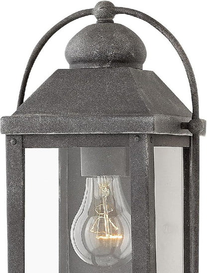 Hinkley Anchorage Small Single Light Wall Mount Lantern - Estate & Heritage Series, Aluminum, Clear Glass - Aged Zinc Finish