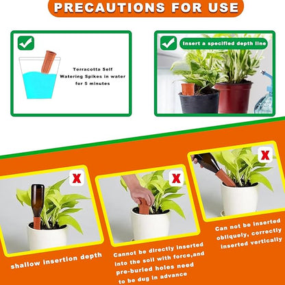 TKSCUSR Self Watering Spikes -4 Pack Terracotta Plant Watering Stakes Devices Vacation Self-Watering Stakes for Indoor/Outdoor Plants