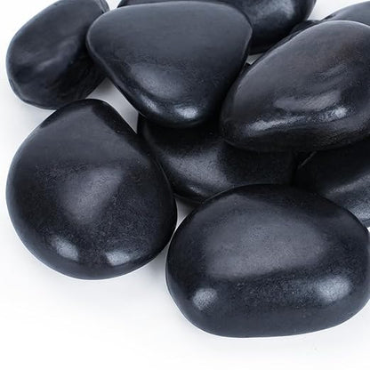40lbs Black Rocks for Planters, 3-4 Inch Decorative Rocks for Potted Plants, Polished Garden Stones for Outdoor Landscaping, Walkways, Yard, River Rocks for Flower Pots, Vase