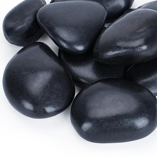 20lbs Black Rocks for Planters, 3-4 Inch Decorative Rocks for Potted Plants, Polished Garden Stones for Outdoor Landscaping, Walkways, Yard, River Rocks for Flower Pots, Vase