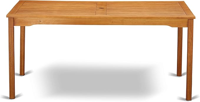 East West Furniture CMDK5CWNA 5 Piece Outdoor Patio Dining Sets Includes a Rectangle Acacia Wood Table and 4 Folding Side Chairs, 35x66 Inch, Natural Oil