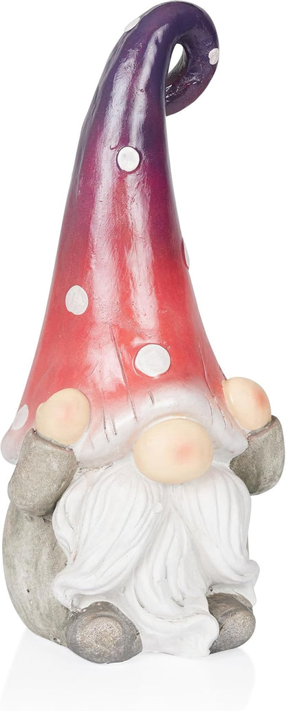Alpine Corporation QWR1460 Hear No Evil Gnome Statue, Whimsical Décor for Patio & Garden, 18" H, Purple