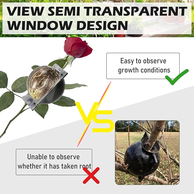 Tree Root Growing Box, Air Layering Pods Propagation Kit, Reusable Half Transparent Plants Asexual Reproduction Grafting Ball with Zip Ties for Fast Propagation Plants (12 Pcs Small)