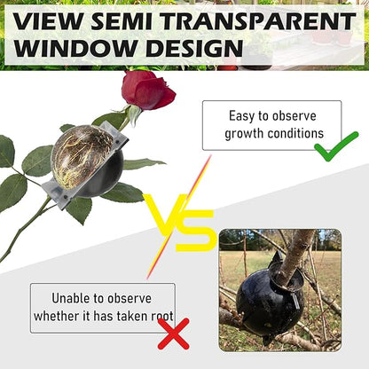 Tree Root Growing Box, Air Layering Pods Propagation Kit, Reusable Half Transparent Plants Asexual Reproduction Grafting Ball with Zip Ties for Fast Propagation Plants (12 Pcs Small)
