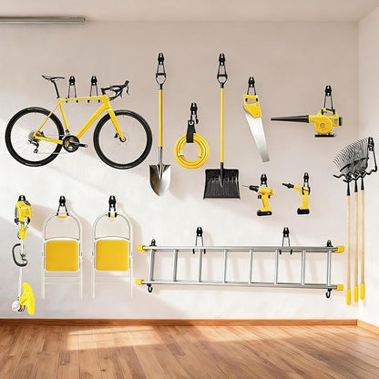 10 Pack Garage Hooks Heavy Duty with Anti-Slip Coating, Steel Utility Ladder Hooks for Hanging Garden Tools, Hoses, Ropes, Bikes and More (3in)
