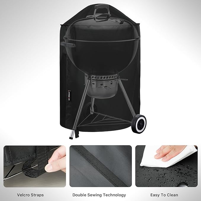 Suphomeware 18 Inch Grill Cover for Weber Kettle Charcoal, Waterproof and Heavy Duty BBQ Covers with Fade Resistant