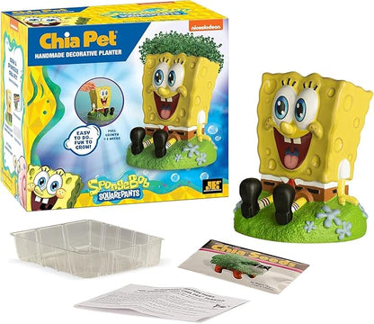 Chia Pet Spongebob with Seed Pack, Decorative Pottery Planter, Easy to Do and Fun to Grow, Novelty Gift, Perfect for Any Occasion