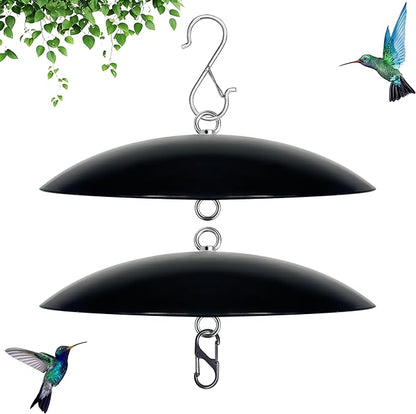 10" Mini Bird Feeder Rain Guard, Hummingbird Feeder Shade Dome Cover, for Small Feeders, Works with Ant Guards (Black), 2 Pack
