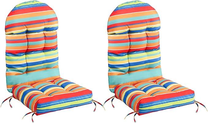 FUNBERRY Adirondack Chair Cushions Set of 2, Thicken Comfy Cushions for Rocker Non Slip Fade Shield Waterproof High Back with Ties