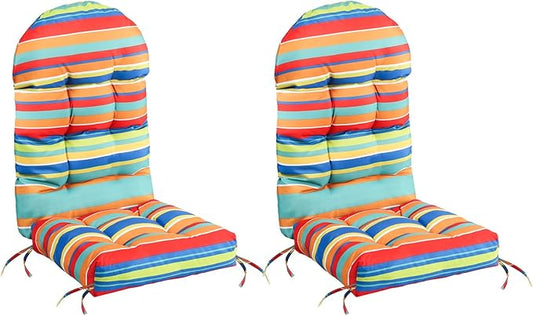 FUNBERRY Adirondack Chair Cushions Set of 2, Thicken Comfy Cushions for Rocker Non Slip Fade Shield Waterproof High Back with Ties