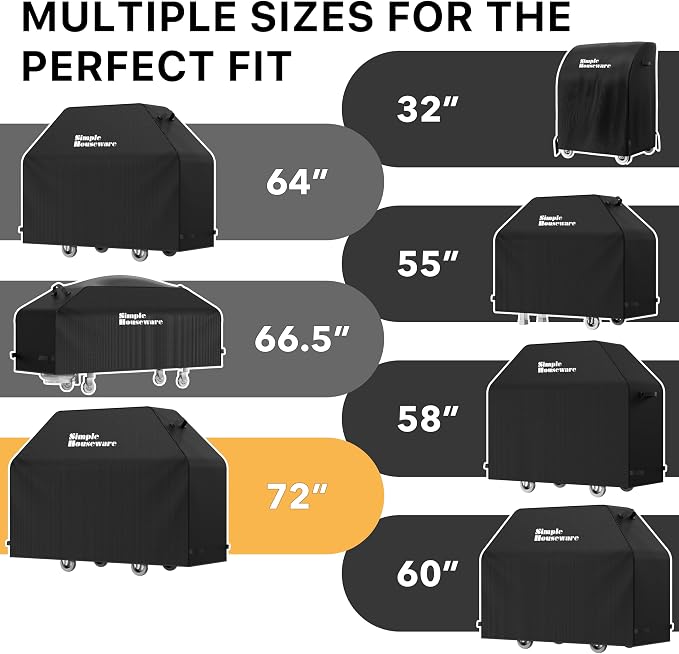 Simple Houseware 72 in. Heavy-Duty BBQ Gas Grill Cover, 600D Polyester Waterproof, Weather-Resistant