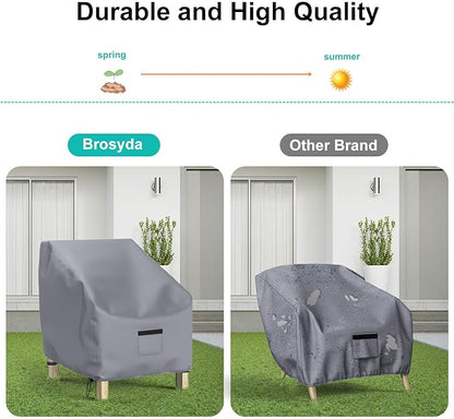 Patio Chair Covers for Outdoor Furniture Waterproof 2 Pack, Lawn Chair Covers 600D Heavy Duty Oxford Cloth, Large Covers for Lounge Lawn Deep Seat 36" W x 37" D x 36" H-Gray