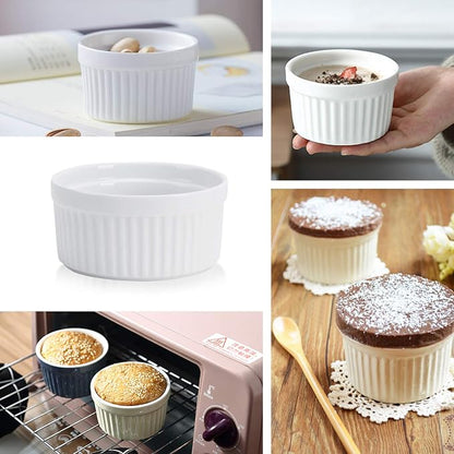 Ramekins 8 OZ Set of 8, Souffle Dishes Ramekins Oven Safe for Creme Brulee, Custard, Lava Cakes, Pudding, Flan, Mini Desserts, Small Baking Dishes Ramekin Bowls