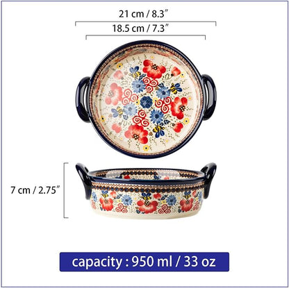Baking Dishes For Oven, 1 Quart Round Casserole Dishes For Oven-bee and flower-round 950ml