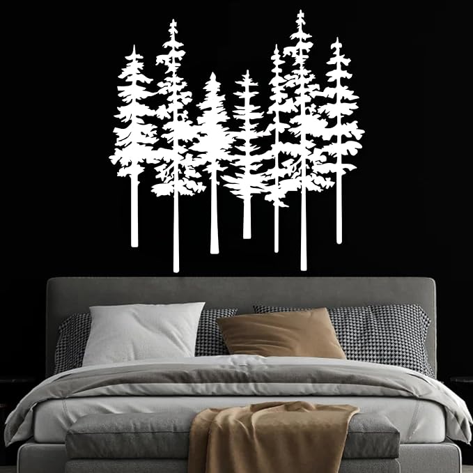 Mimiso Metal Pine Tree Wall Art Decor,Nature Forest Metal Decor,Tree Wall Art,Wall Decorations for Living Room,Bed Room,Dning Room,Housewarming Gift (White,35"×35")