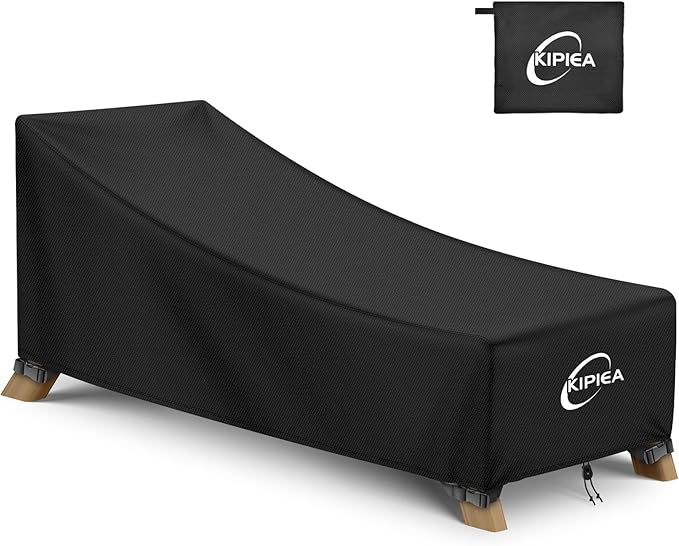Kipiea Waterproof Patio Lounge Chair Covers for Outdoor Furniture, Heavy Duty Outdoor Chaise Lounge Cover with Anti UV and No Tears, No Fading (68"D x 30"W x 30"H)