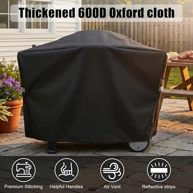 QuliMetal 7112 Grill Cover for Weber Q2000, Q2200, Q2400, Q2000N+, Q2800N+, Q300, Q320, Q3000, Q3200 Gas Grills, Heavy Duty BBQ Gas Grill Cover, 600D