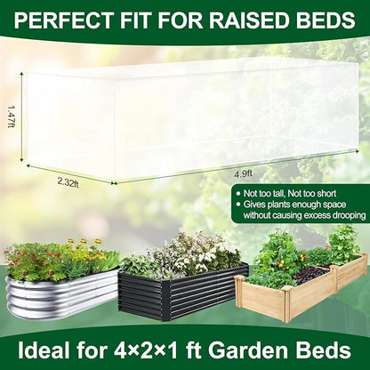 2 Pack Garden Netting for 4x2x1ft Raised Beds, Ultra-Fine Mesh Plant Covers with Drawstring, Bird, Pest & Small Animal Barrier for Vegetables, Fruits & Flowers