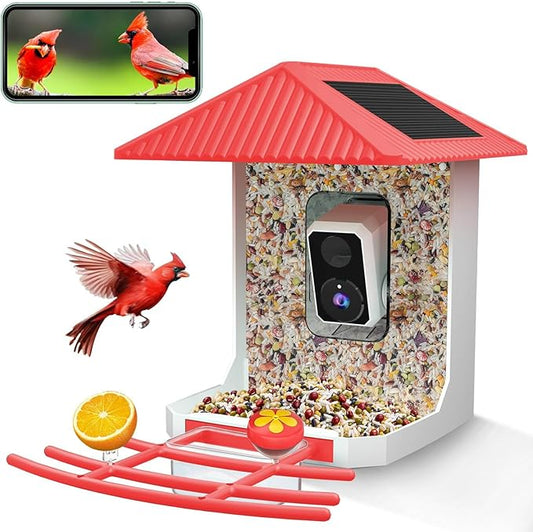 Uniter® 2.5K Smart Bird Feeder with Camera, 2.4G &5G WiFi, Solar Video Birds Feeder with AI Identify Birds Species, Live View, Capture Bird Video, Instant Arrival Alerts, Ideal Gift for Birdlover