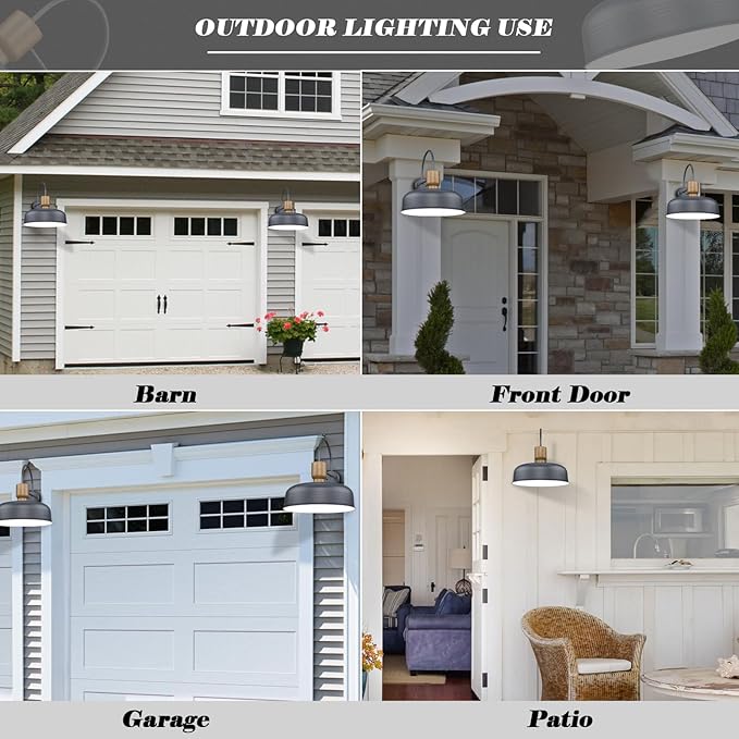 Outdoor Barn Light Hammered Barn Light, Farmhouse Exterior Wall Mount Light Vintage Wall Lighting Fixture Industrial Sconce Lantern for Porch, Entryway, Garage, Blue, 2 Pack, Large