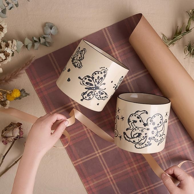STHIE 5 Inch Ceramic Plant Pots with Drainage Holes, Small Round Flower Pots for Indoor Plant, Unique Animal Flower Planters (Butterfly)