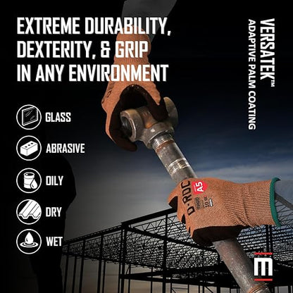 MAGID D-ROC VersaTek All-In-One Coated Glove,1 Pair, Cut Level A5 Resistant Work Gloves, DX+ Technology, DXPG53-Size 12/XXXL