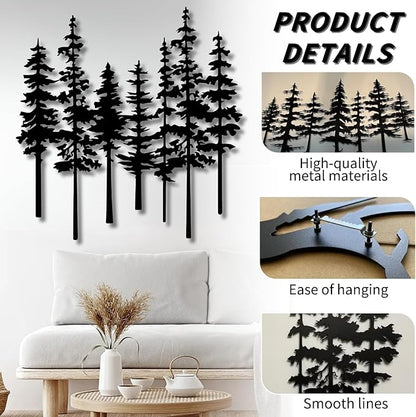 Metal Pine Tree Wall Art,Pine Tree Wall Decor for Living Room,Dining, Bed Room,Nature Forest Metal Decor,Nature Lover Gift (White,30"×29")