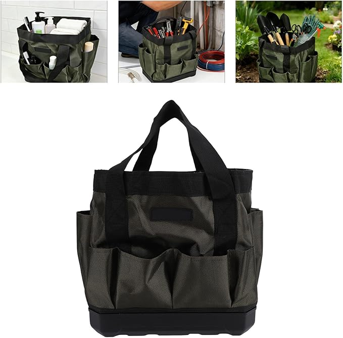 Generic Garden Tool Bag Organizer Strong Vibrant Heavy Duty Gardening Tote Toolbox for Home Organization 600D Oxford Fabric Green Color 30x30x23CM