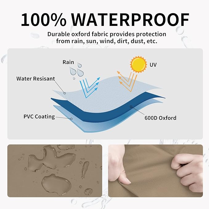 Easy-Going Camel/Dark Brown Waterproof Heavy Duty 3-Seater Patio Sofa Cover, 62Wx40Dx32H inch