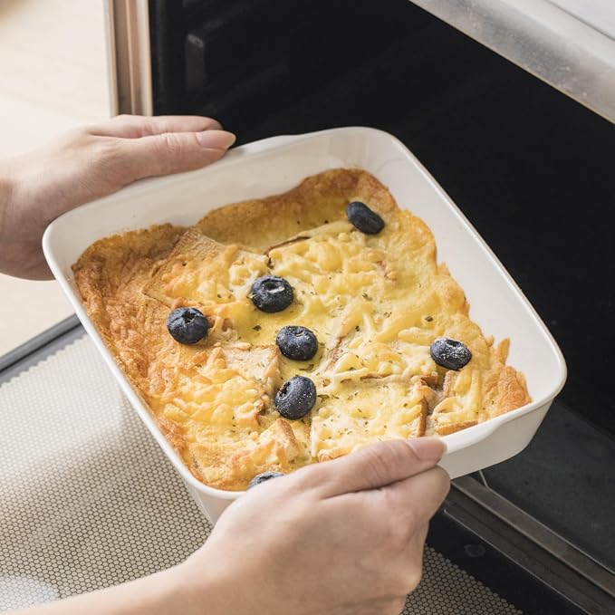 HOMBENE Ceramic Baking Dish Set for 2, Casserole Dish,Ceramic Baking Pan, Bakeware for Baking, Kitchen Decor, Microwave Oven Safe (3.3QT/4.2QT)