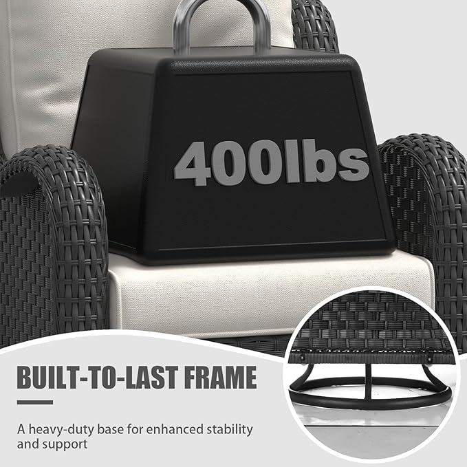 LayinSun 9 Pieces Outdoor Patio Furniture Set, Rattan Wicker Sectional Swivel Rocker Chairs Sets with Ottomans, Swivel Glider Chairs,Single Chairs and Coffee Table