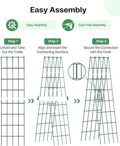 Suteck A-Frame Cucumber Trellis 59.4" 2 Pack - Metal Garden Trellis for Cucumbers, Peas, Beans & Climbing Plants, Foldable Outdoor & Indoor Vegetable Support for Raised Beds, Patios & Backyard