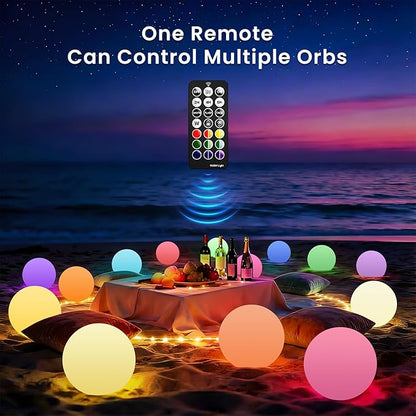 LOFTEK LED Pool Lights that Float - 8-inch Globe Lamp Rechargeable - 16 RGB Lamp with Handle & Remote, Waterproof Lamps for Outdoor Yard Decor, Smart Orb Light for Bedroom, 1-Unit