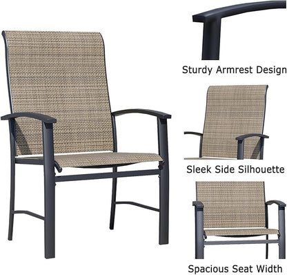 Patio Dining Chairs Set of 6, Outdoor Dining Chairs with High Back, Metal Outdoor Chair Set with Comfort and Durability, Patio Chair for Deck Lawn Kitchen Garden Backyard, Mocha