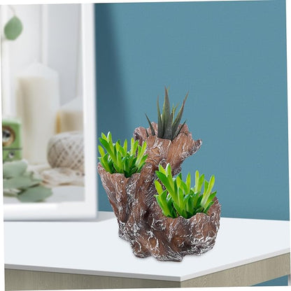 Yardwe Resin Simulation Tree Root Pot Bonsai Planter for Indoor Use Decorative Container for Artificial Plants Elegant Desktop Ornament for Home and Room