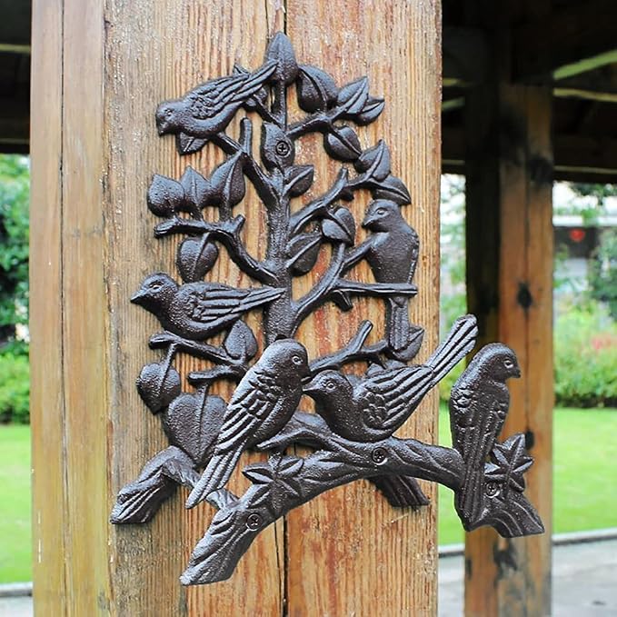 Garden Hose Holder Cast Iron Heavy Duty Water Hose Hanger, Outside Wall Mount, Solid Metal Decorative Rack/Organizer/Stand, Easy to Install, Hold Up to 50/75/100 ft (Hose holder - Hummingbird)