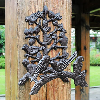 Garden Hose Holder Cast Iron Heavy Duty Water Hose Hanger, Outside Wall Mount, Solid Metal Decorative Rack/Organizer/Stand, Easy to Install, Hold Up to 50/75/100 ft (Hose holder - Hummingbird)