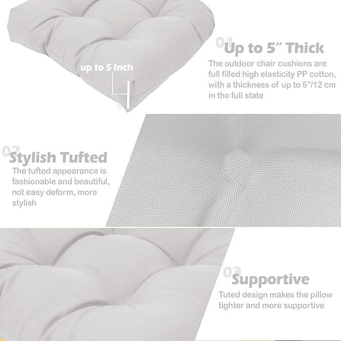 MTMR Water-Repellent Outdoor Chair Cushions Set of 2, 19”X19” Patio Chair Cushions with High Elasticity PP Cotton, Thick Tufted Outdoor Patio Furniture Cushions, Seat Cushions for Outdoor Furniture