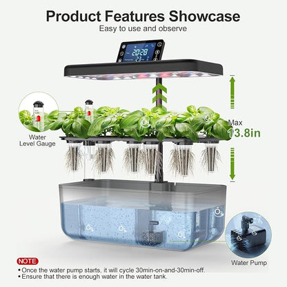 Hydroponics Growing System Kit with Seeds: 12 Pods Indoor Herb Garden Kit with LED Grow Light Plant Germination Kit Aeroponic Healthy Fresh Herbs Vegetables Hydroponic Planter for Home Kitchen Office