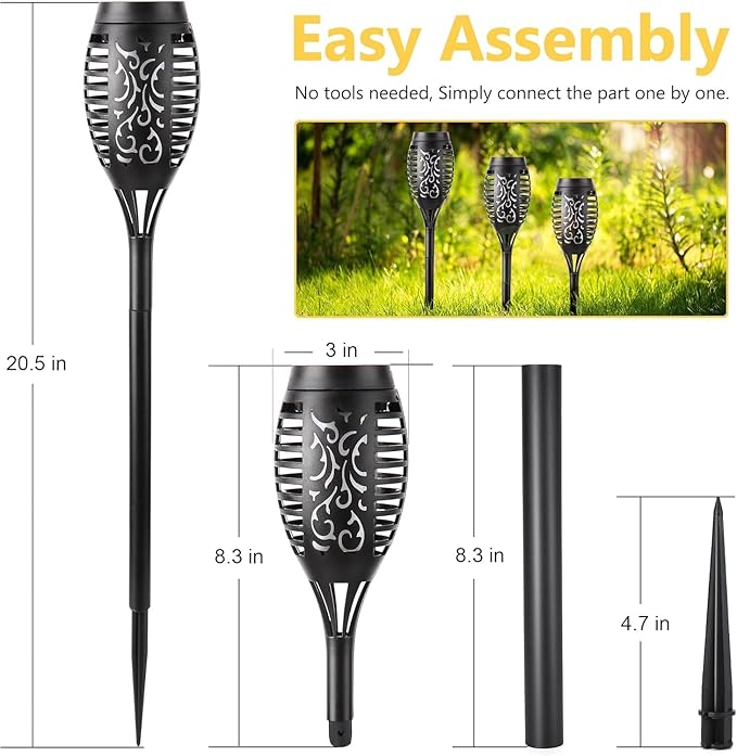 Toodour Solar Torch Flame Lights, 6 Pack Solar Lights Outdoor with Flickering Flame, Waterproof Solar Pathway Light Landscape Decoration Lighting for Garden, Lawn, Yard, Outdoor Decor - Blue