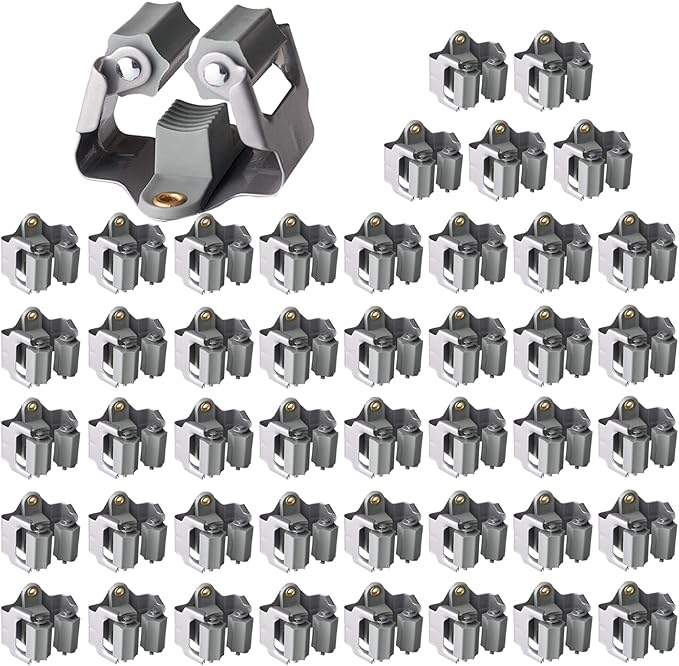 3-H Mop Holder 45 Pack,Brush Holder,Broom Holder Wall Mounted for Kitchen Bathroom Laundry Room Shed Garage Garden(Grey)