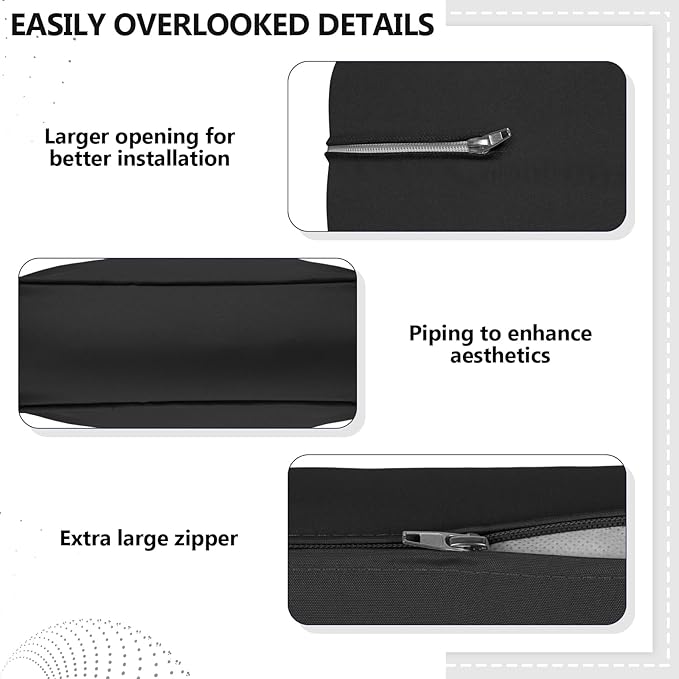 14 Piece Outdoor Patio Waterproof Cushion Covers, Fits 6-Seat Wicker Rattan Sectional Couch Chair Furniture Cover Replacement Set - Fade-Resistant Patio Cushion Covers with Zipper
